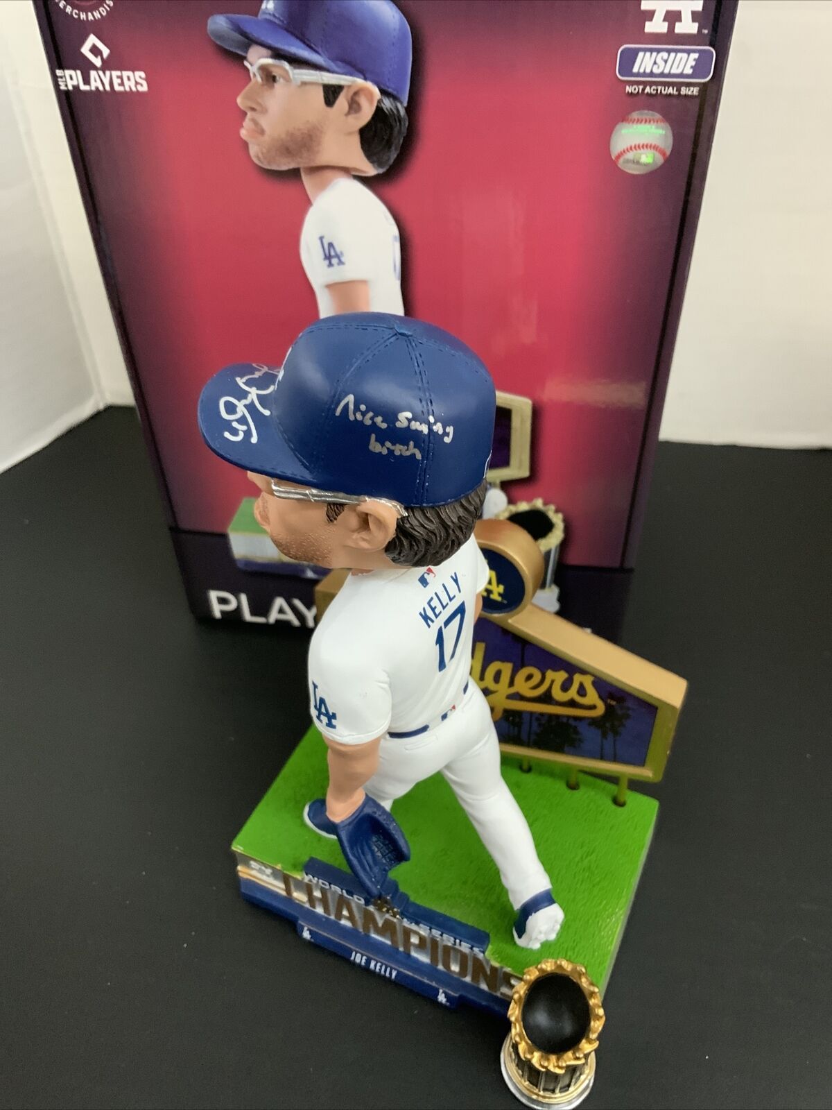 JOE KELLY DODGERS SIGNED POUTY FACE BOBBLEHEAD "NICE SWING BITCH" PSA 1C08223