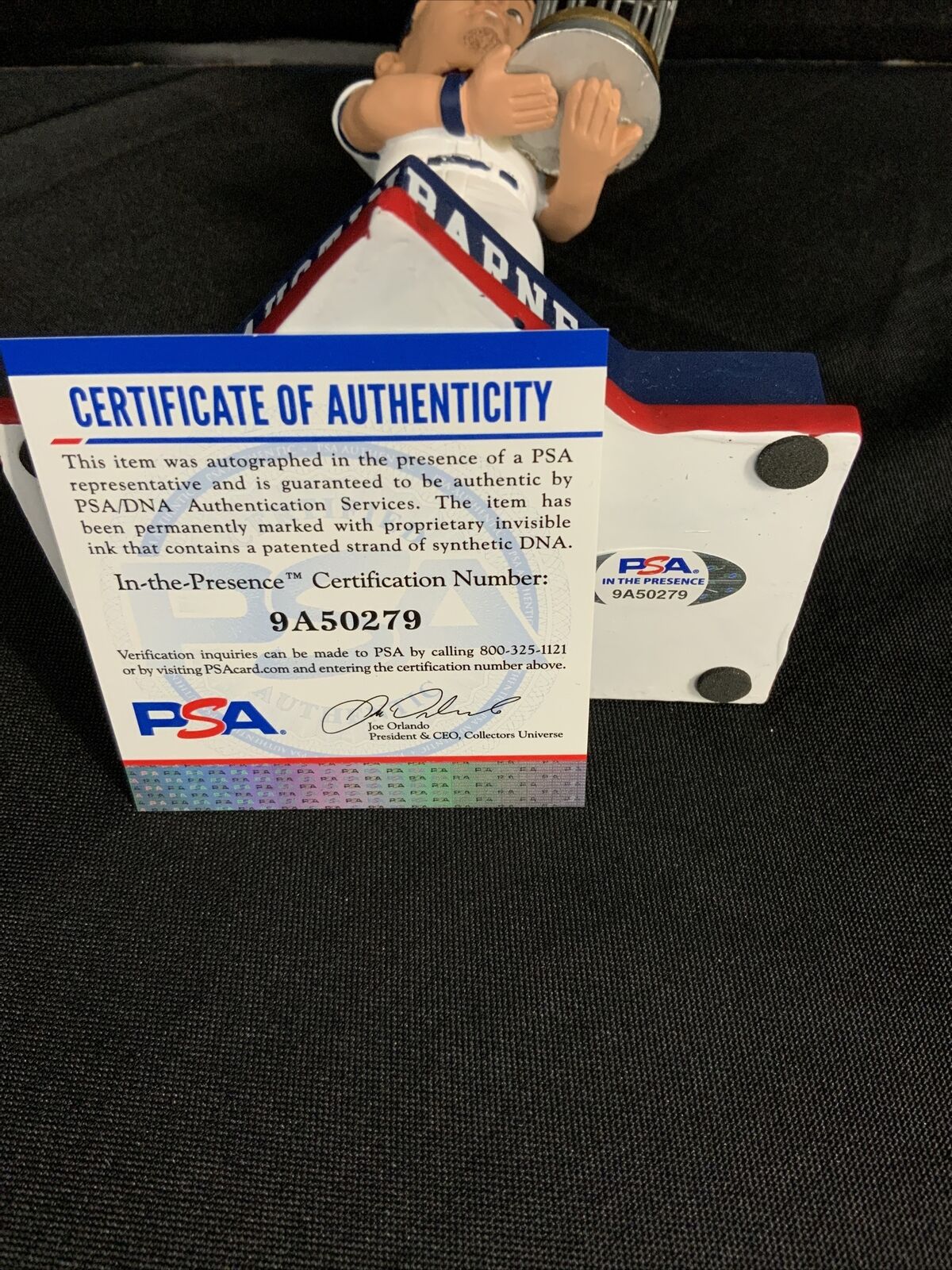 AUSTIN BARNES DODGERS SIGNED CHAMPIONSHIP BOBBLEHEAD "2020 WS CHAMPS" INSC PSA