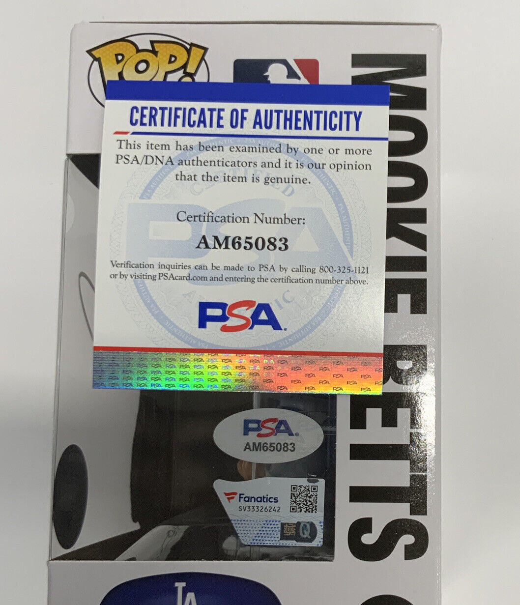 MOOKIE BETTS SIGNED LOS ANGELES DODGERS FUNKO POP #77 FANATICS PSA AM65083