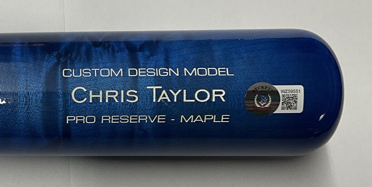 CHRIS TAYLOR DODGERS SIGNED VICTUS MODEL BLUE BAT "2020 WS CHAMPS" BAS WZ59551