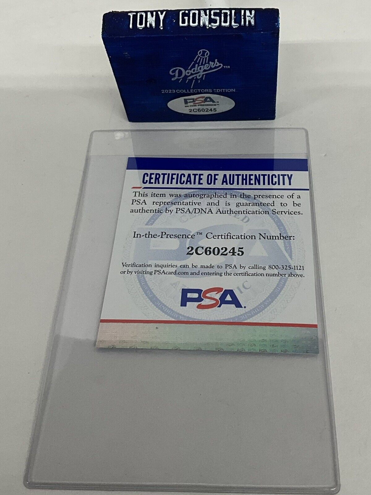 TONY GONSOLIN SIGNED DODGERS SGA BOBBLEHEAD "2022 ALL STAR" INSCRIP PSA 2C60245