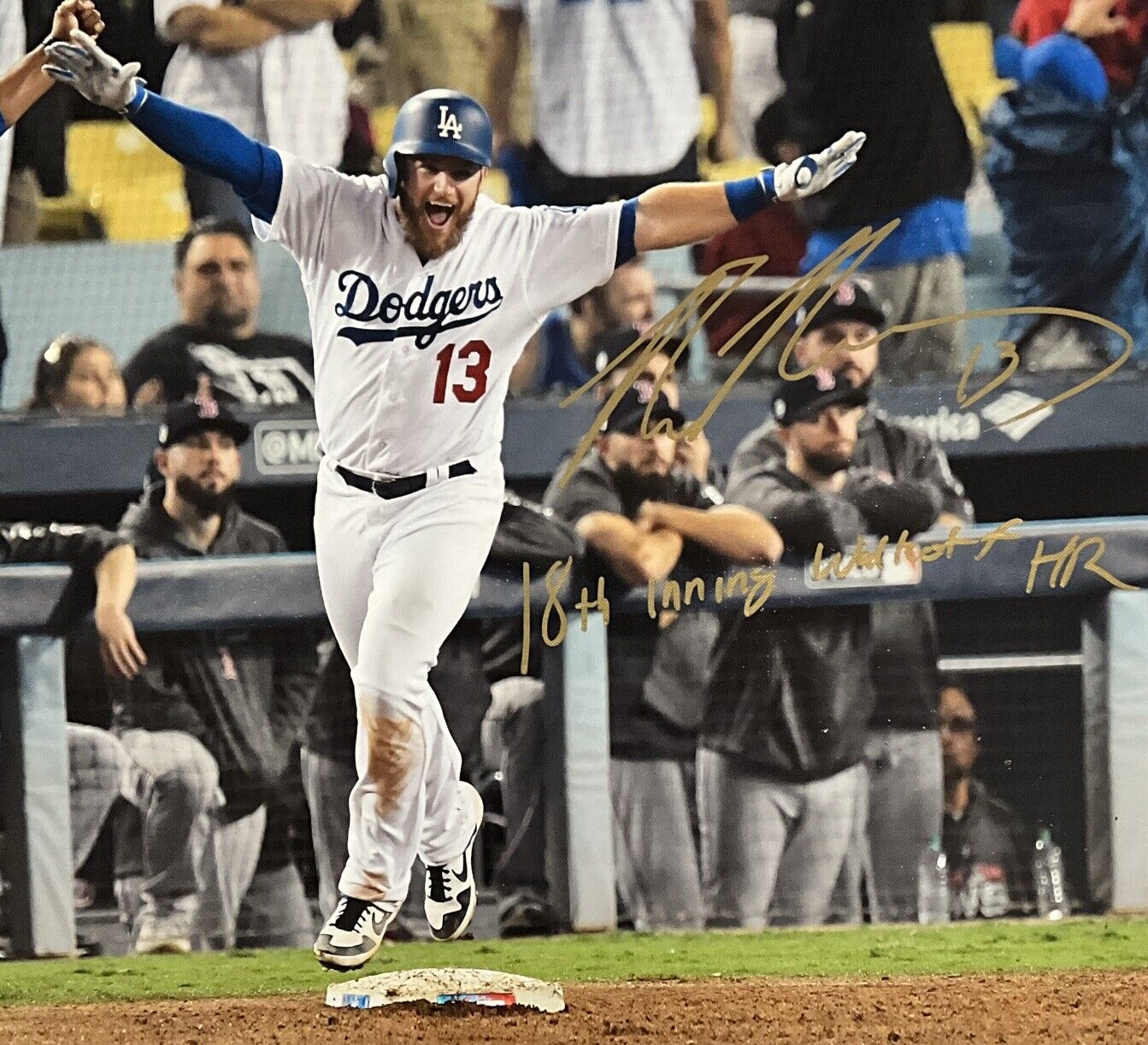 MAX MUNCY DODGERS SIGNED 22X26 18 WS CANVAS "18TH INNING WALKOFF HR" PSA 1C01915
