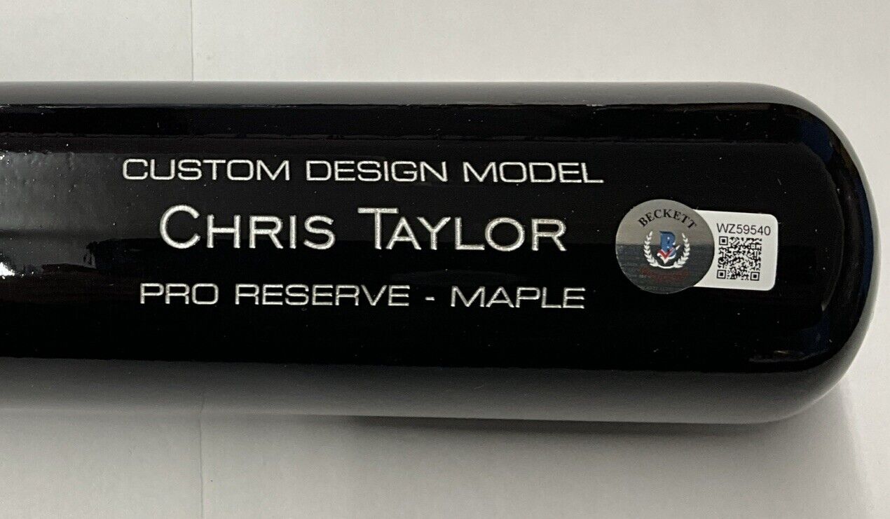 CHRIS TAYLOR DODGERS SIGNED VICTUS GAME MODEL CUSTOM BLACK BAT BAS ITP WZ59540