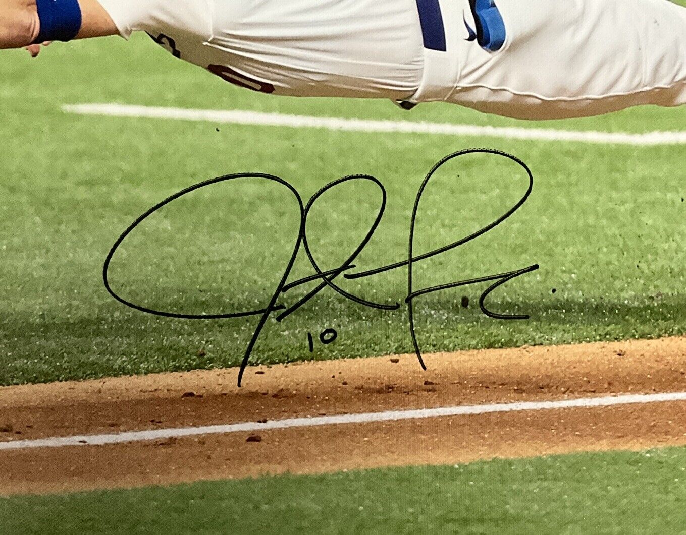 JUSTIN TURNER DODGERS SIGNED 22X33 2020 NLCS DIVING TAG CANVAS PSA 9A99842
