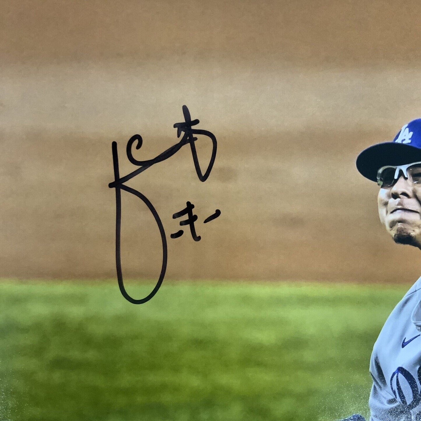 JULIO URIAS DODGERS SIGNED 2020 WORLD SERIES 16X20 PITCHING PHOTO BAS