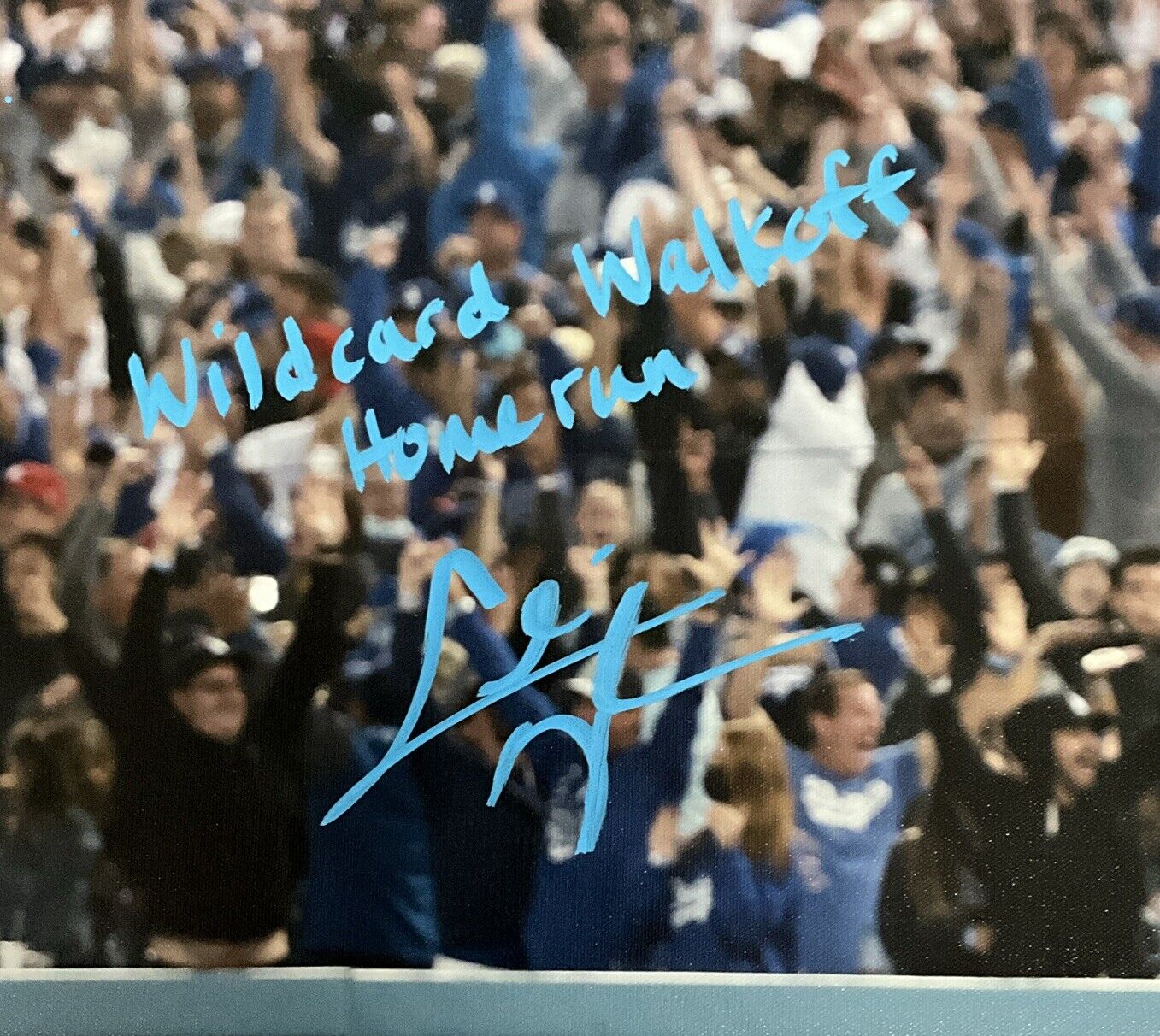 CHRIS TAYLOR DODGERS SIGNED 22X26 CANVAS "WILDCARD WALKOFF HOME RUN" PSA 2C53358