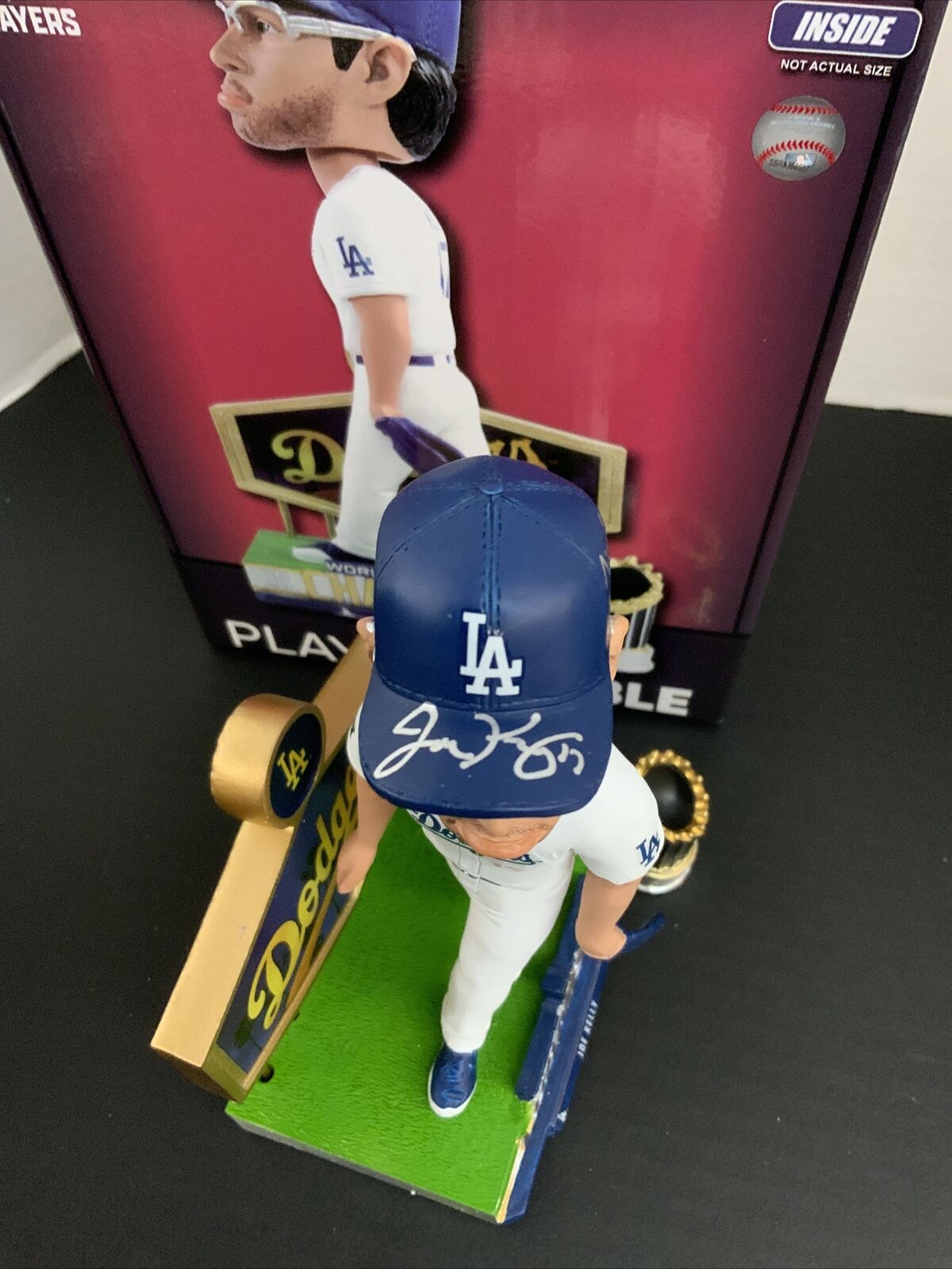 JOE KELLY DODGERS SIGNED POUTY FACE BOBBLEHEAD "NICE SWING BITCH" PSA 1C08223