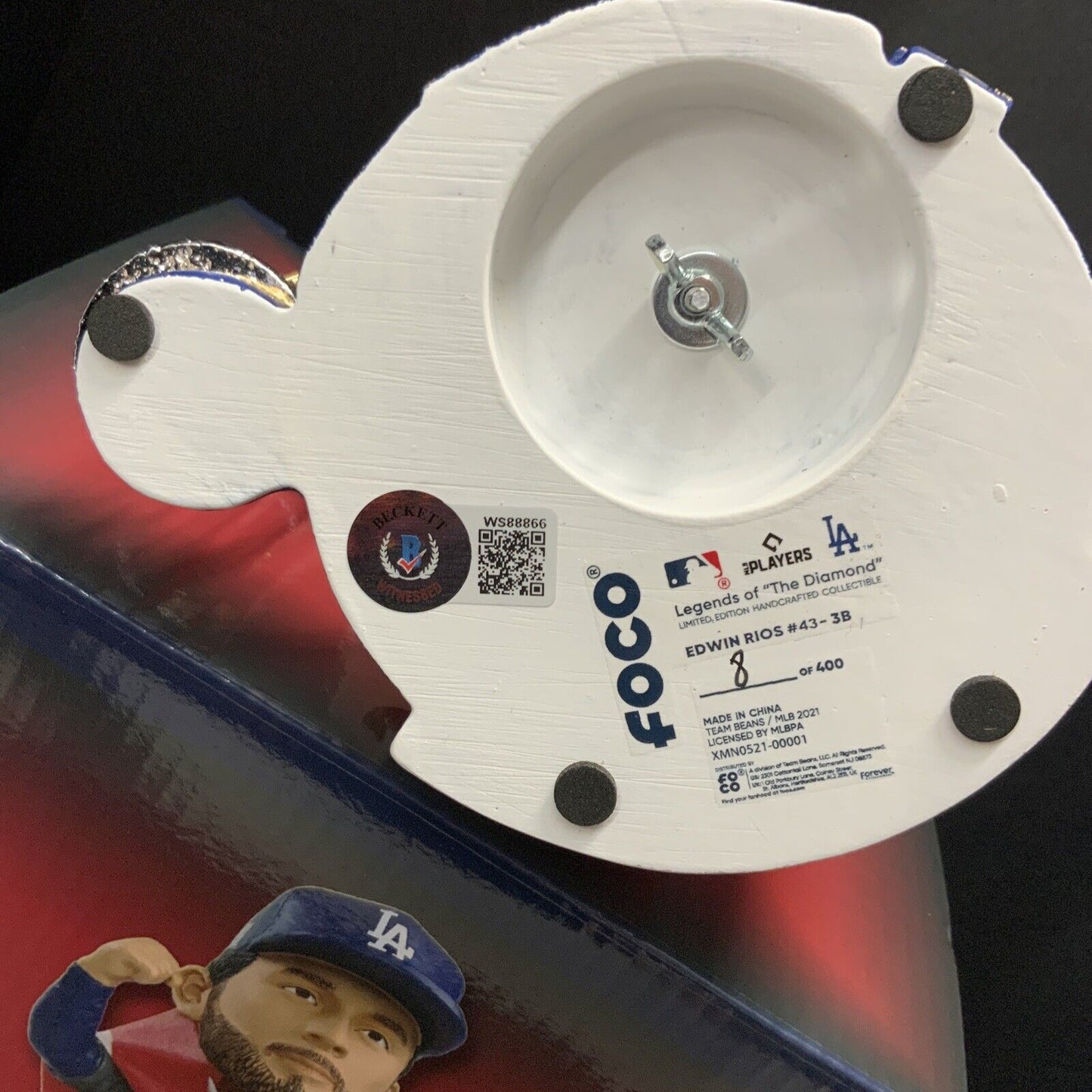 EDWIN RIOS DODGERS SIGNED CHAMPIONSHIP BOBBLEHEAD "2020 WS CHAMPS" BAS WS88866