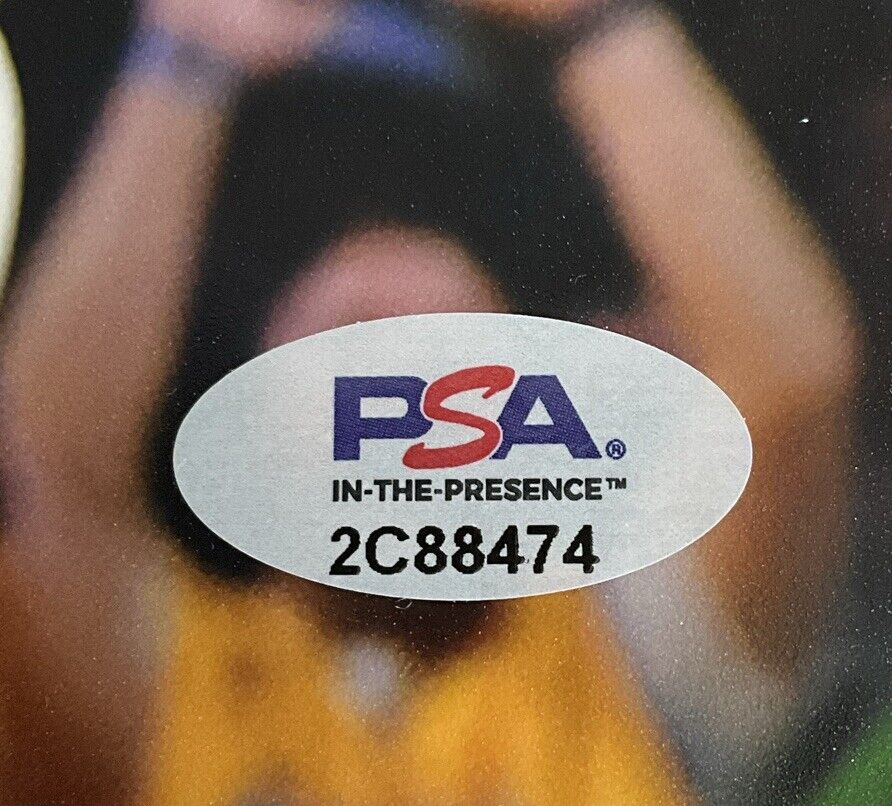 MAX CHRISTIE LOS ANGELES LAKERS SIGNED 8X10 3-POINT CELEBRATION PHOTO SILVER PSA