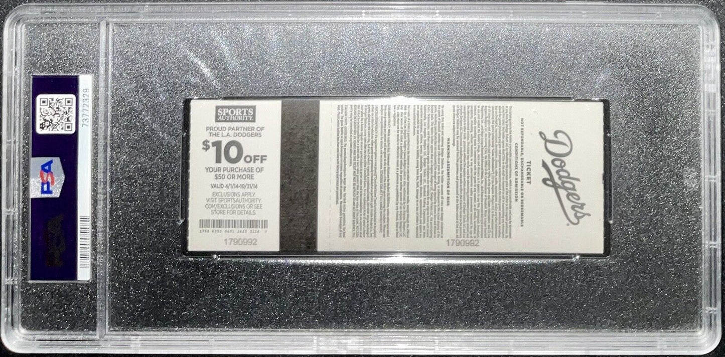 CLAYTON KERSHAW DODGERS JUNE 18, 2014 NO-HITTER SIGNED TICKET STUB PSA 73772329