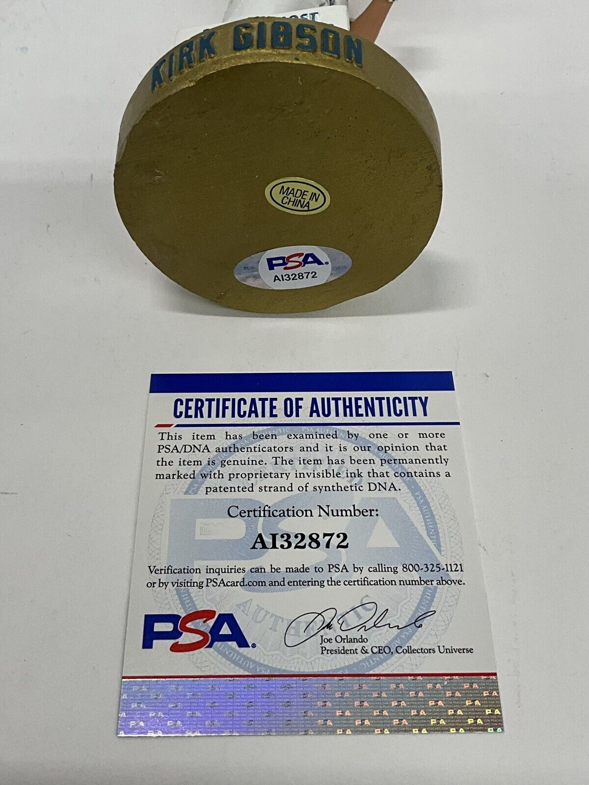 KIRK GIBSON DODGERS 88 WS CHAMPION SIGNED 2012 SGA BOBBLEHEAD PSA AI32872