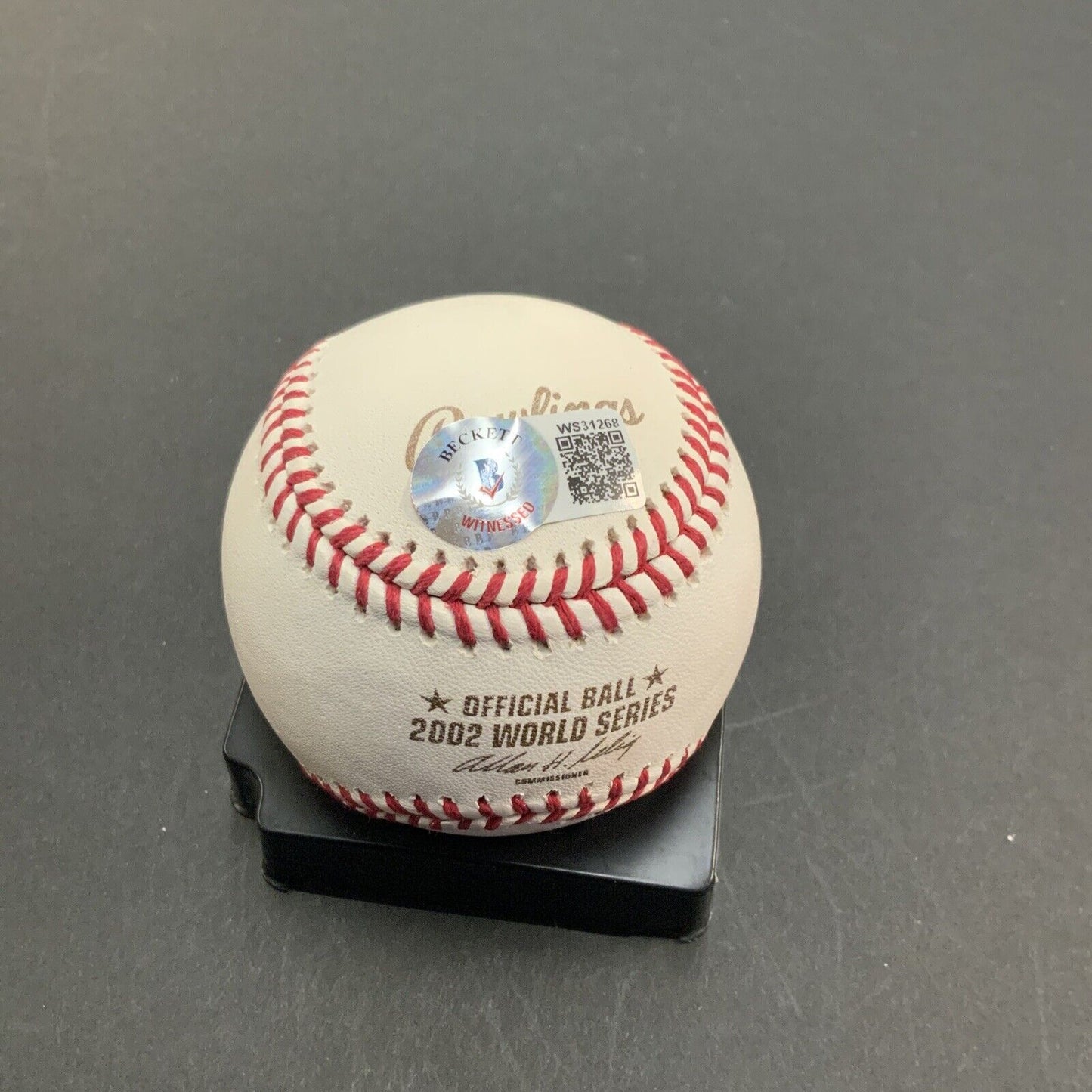 MIKE SCIOSCIA ANGELS SIGNED 2002 WORLD SERIES BASEBALL "02 W,S CHAMPS" INSC BAS