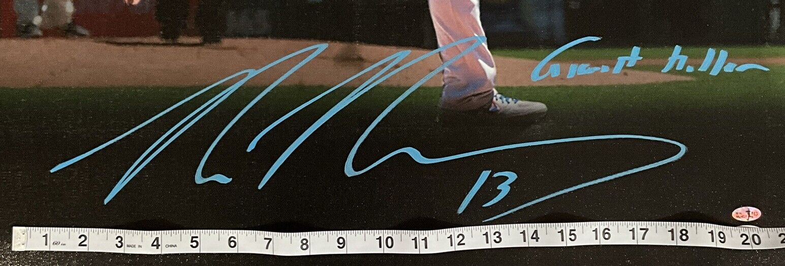 MAX MUNCY DODGERS SIGNED 22X31 CANVAS EDIT  VS GIANTS "GIANT KILLER" PSA 2C51266