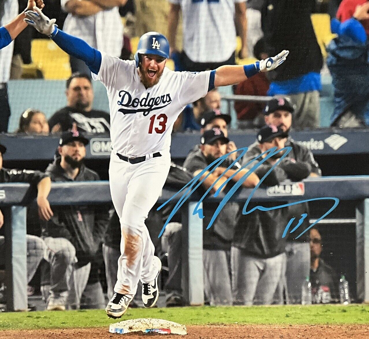 MAX MUNCY DODGERS SIGNED 22X26 2018 WORLD SERIES WALKOFF HR CANVAS PSA 2C51255