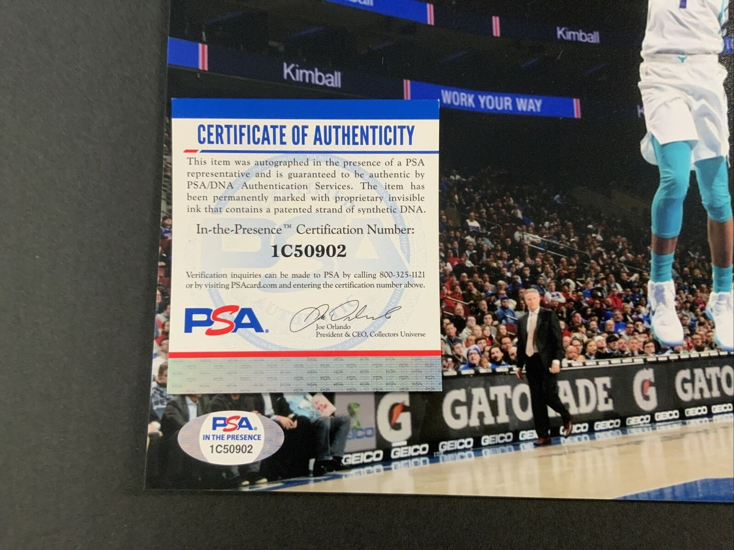 MALIK MONK LAKERS SIGNED 8X10 CHARLOTTE HORNETS PHOTO PSA ITP AUTHENTICATED