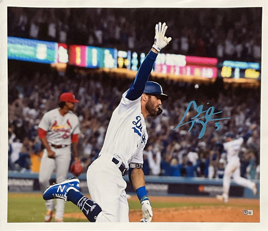 CHRIS TAYLOR DODGERS SIGNED 22X26 2021 WILD CARD GAME WALKOFF CANVAS BAS WZ59616