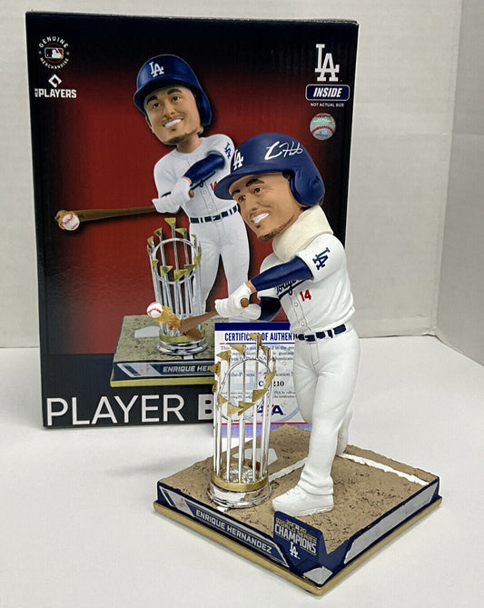KIKE HERNANDEZ DODGERS SIGNED FOCO FLAME 2020 WS CHAMPS BOBBLEHEAD PSA 1C86210