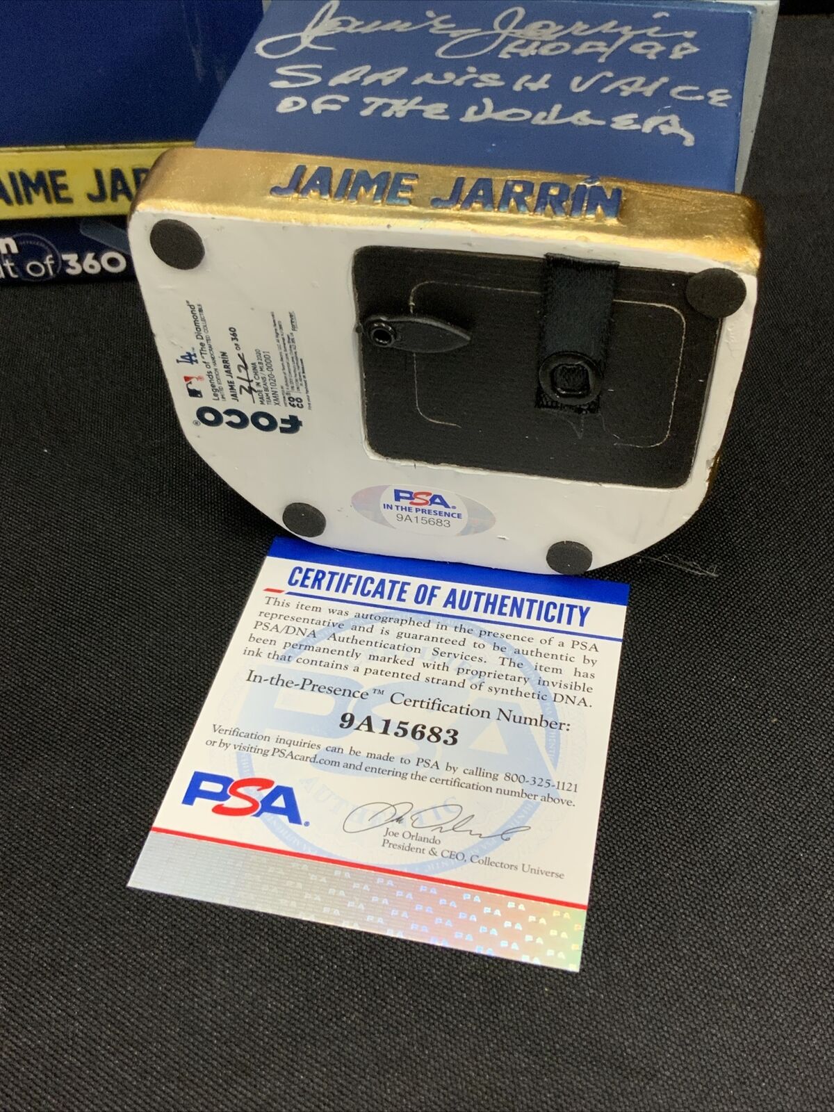 JAIME JARRIN SIGNED TALKING BOBBLEHEAD "SPANISH VOICE OF DODGERS HOF 98" PSA