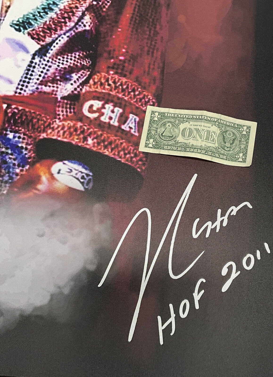 JULIO CESAR CHAVEZ MEXICO SIGNED 30X40 STRETCHED CANVAS "HOF 2011" BAS W210359