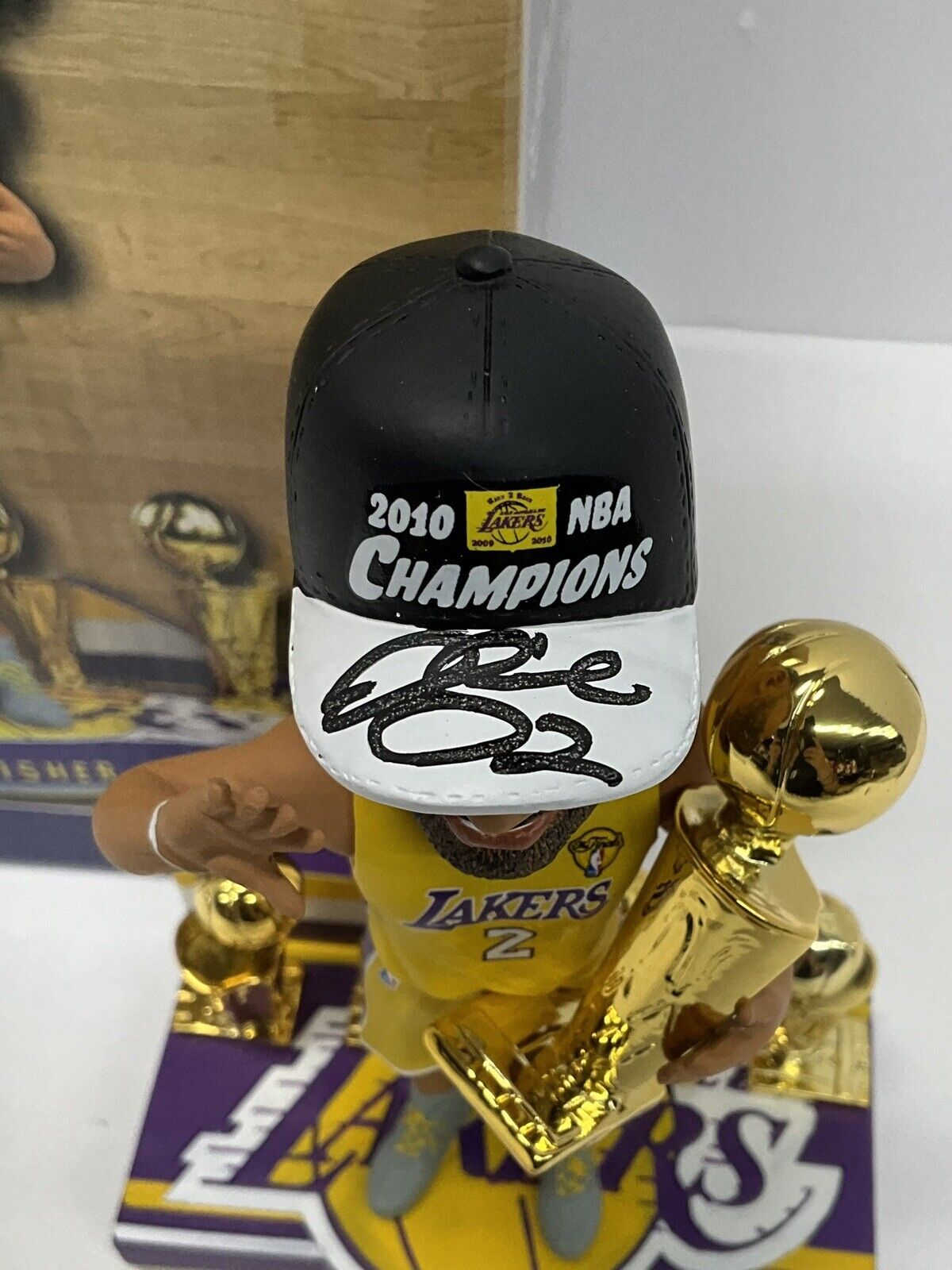 DEREK FISHER SIGNED LAKERS LIMITED FOCO BOBBLEHEAD "5X NBA CHAMP" PSA 1C61465