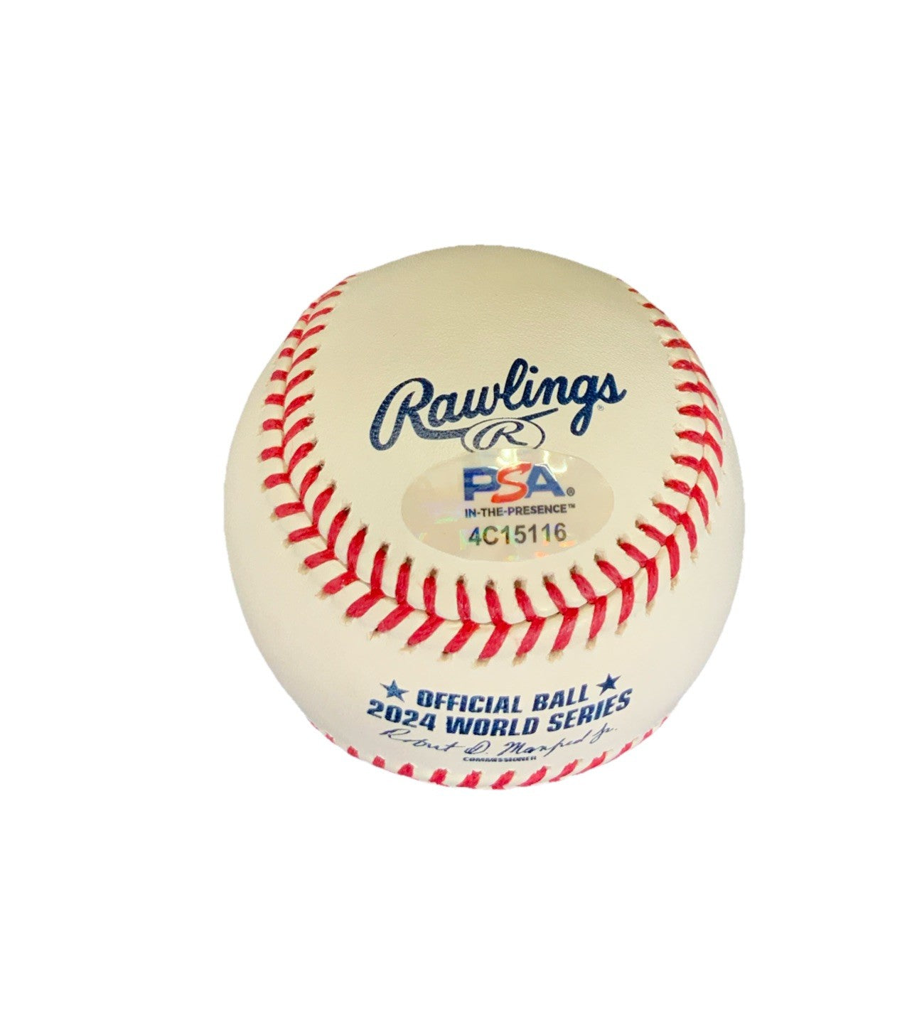 MIGUEL ROJAS SIGNED 2024 WORLD SERIES BASEBALL "2024 WS CHAMPS" IN PSA