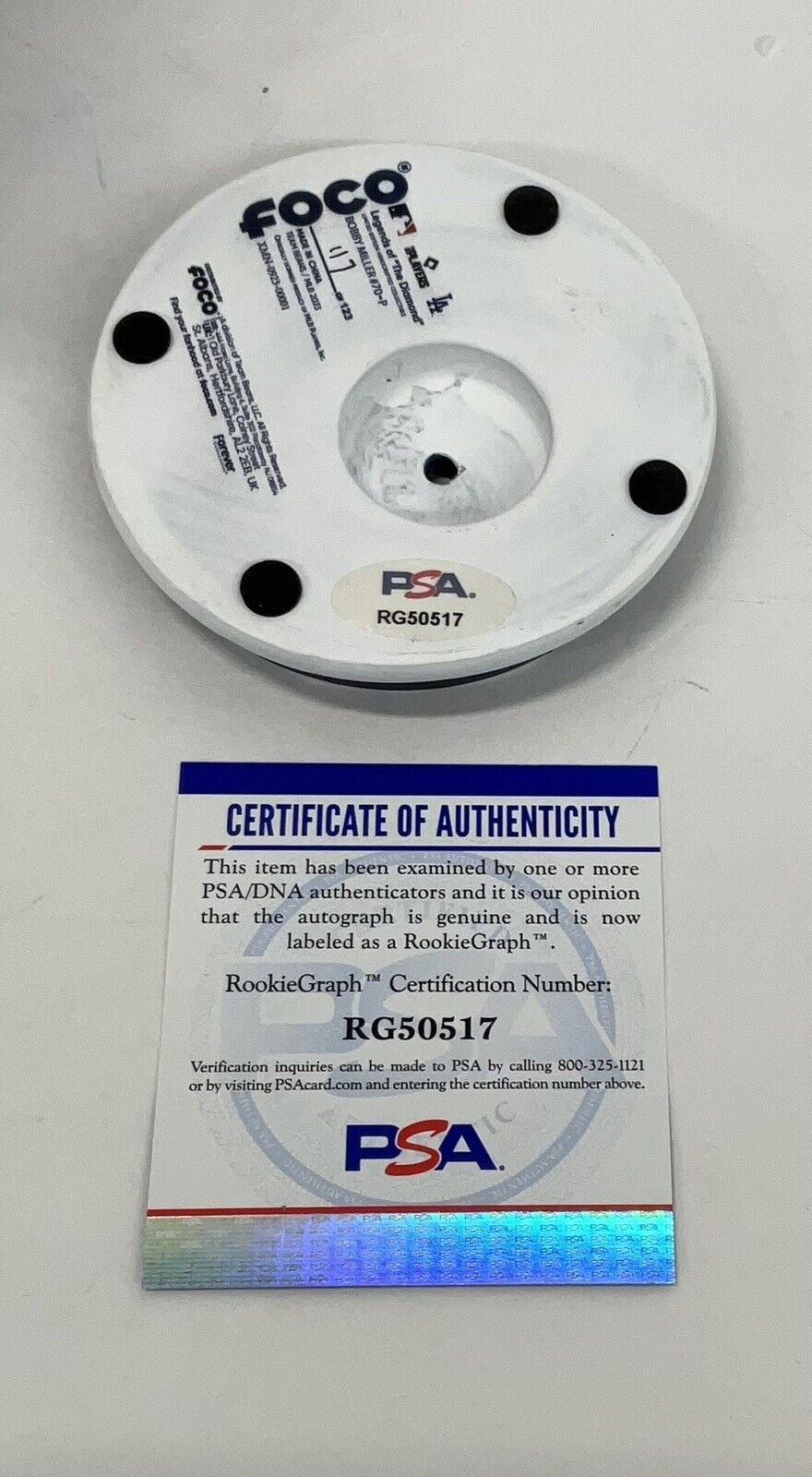 BOBBY MILLER SIGNED DODGERS FOCO BIGHEAD BOBBLEHEAD "MLB DEBUT" INSC PSA RG50517