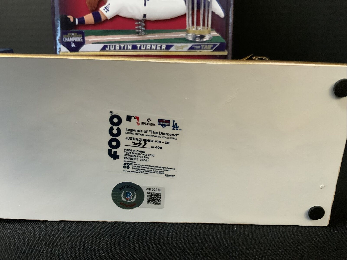 JUSTIN TURNER DODGERS SIGNED 2020 WS BOBBLEHEAD "THE TAG " BECKETT WK50389