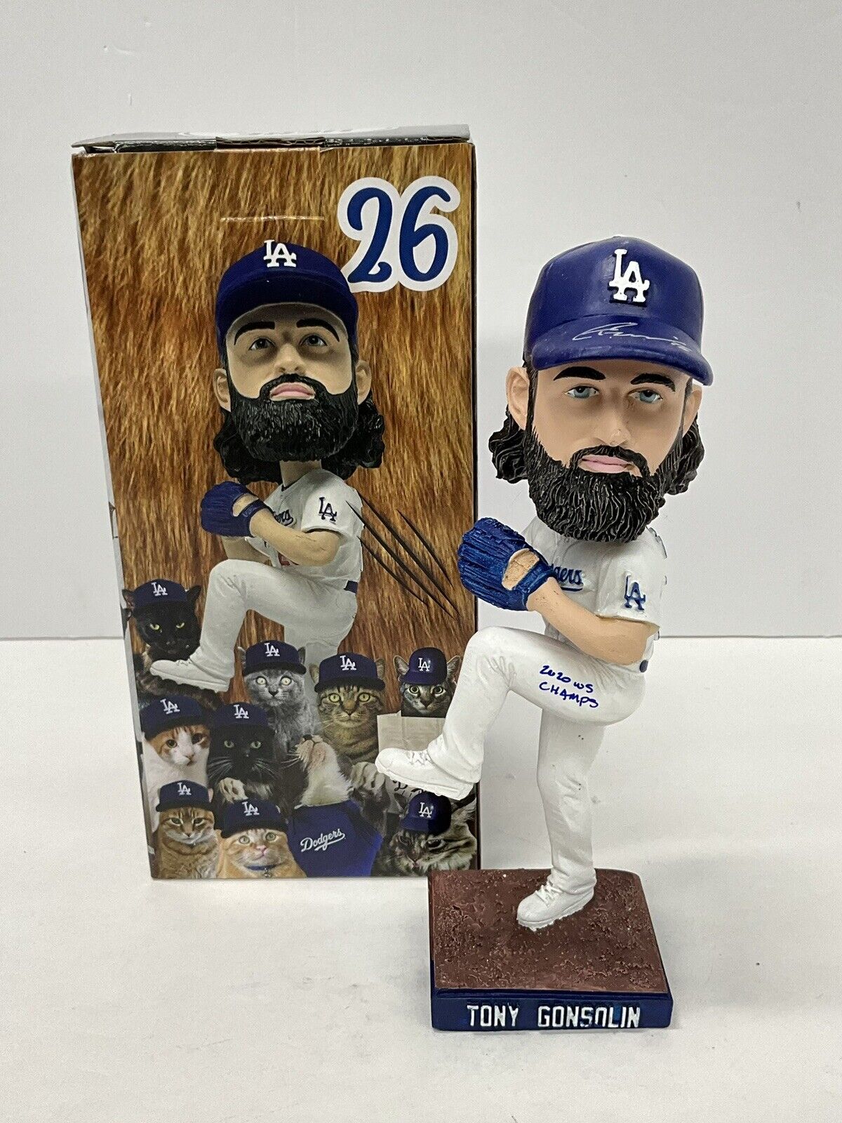 TONY GONSOLIN SIGNED DODGERS SGA BOBBLEHEAD "2020 WS CHAMPS" INSCRIP PSA 2C60241