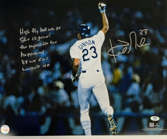 KIRK GIBSON DODGERS SIGNED LE 16X20 PHOTO "88 WS GAME 1 WALK OFF" PSA 3T04300