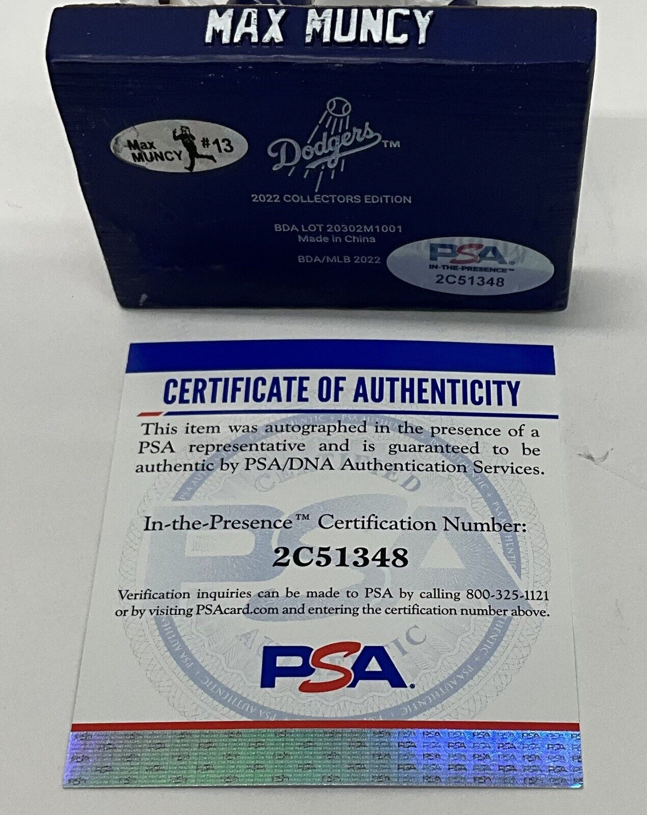 MAX MUNCY 2020 WS CHAMP SIGNED DODGERS 2022 SGA BOBBLEHEAD PSA 2C51348
