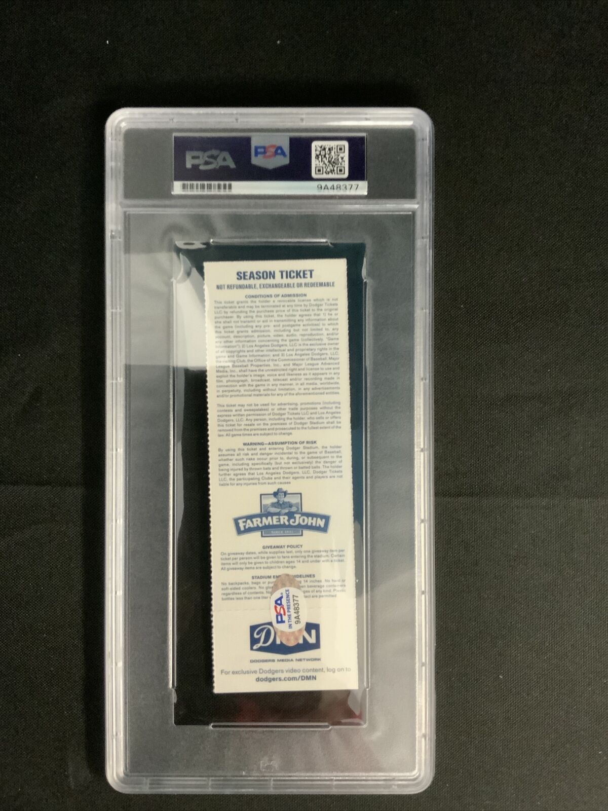 KENLEY JANSEN DODGER SIGNED MLB DEBUT 07/24/2010 TICKET STUB PSA SLABBED 9A48377