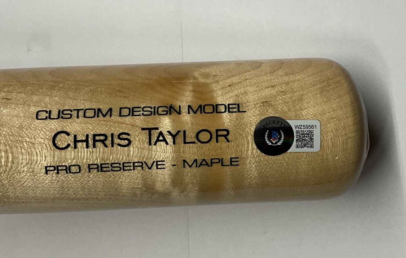 CHRIS TAYLOR DODGERS SIGNED VICTUS BAT "2021 NL WILDCARD WALK0FF HR" BAS WZ59561