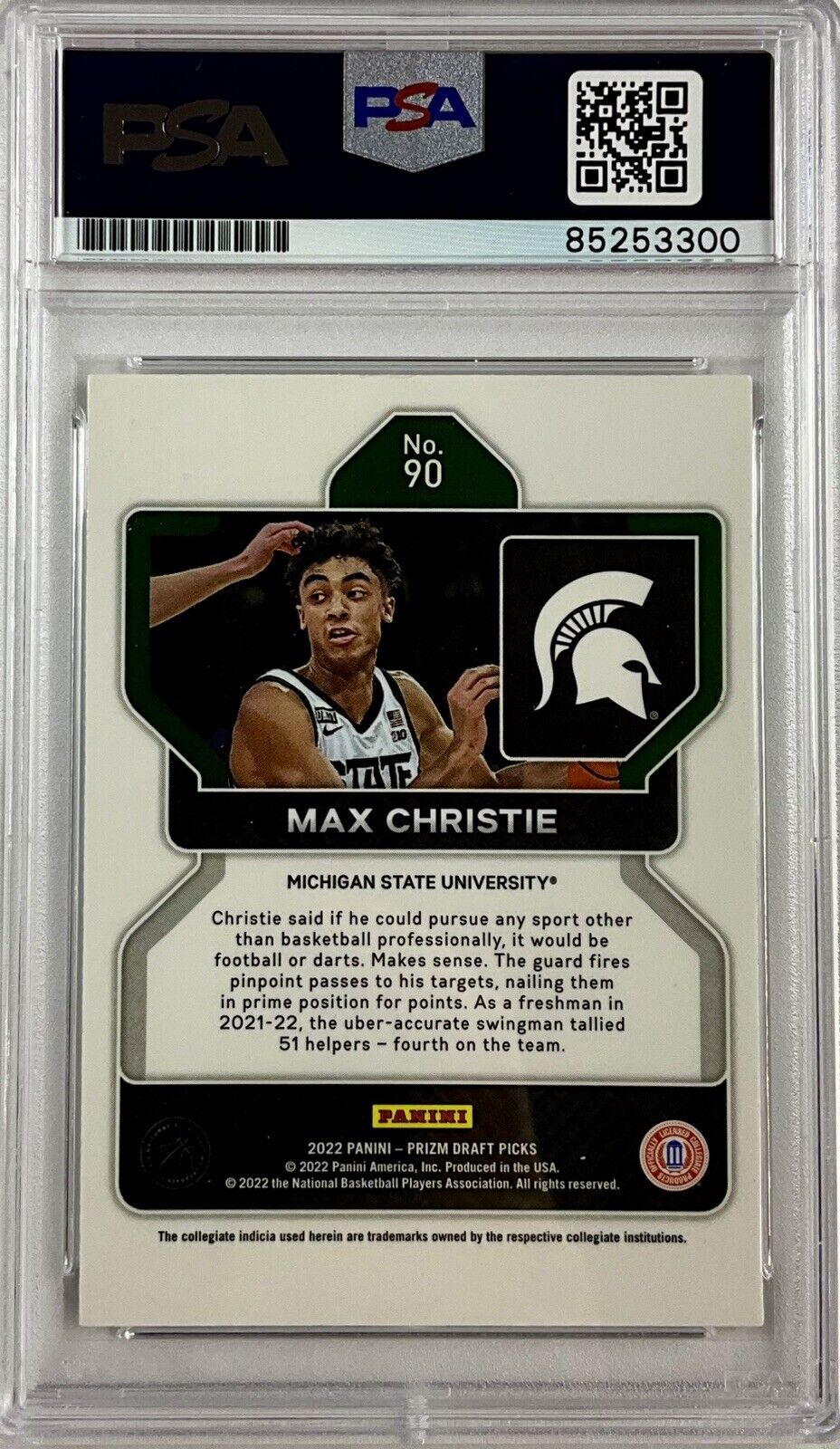 LAKERS MAX CHRISTIE SIGNED MICHIGAN STATE PANINI PRIZM 90 RC PSA ITP 85253300