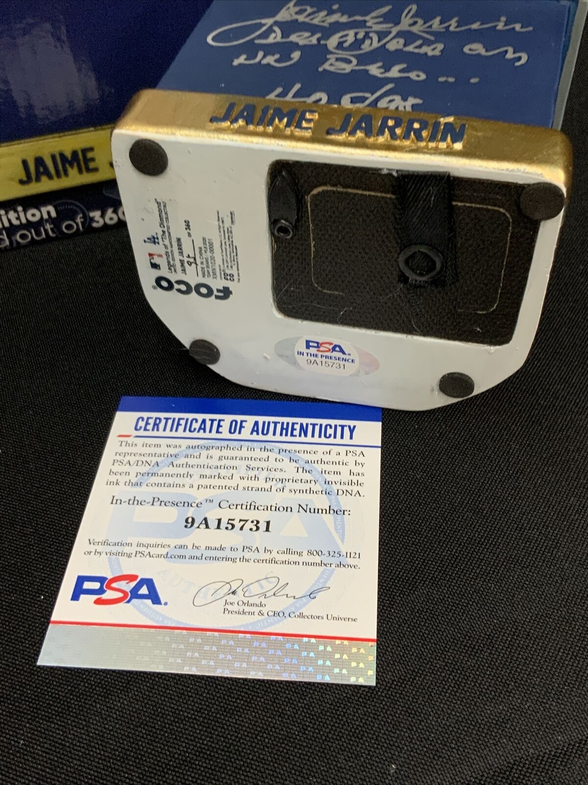 JAIME JARRIN SIGNED TALKING BOBBLEHEAD "HOF 98, DESPIDALA CON UN BESO" PSA