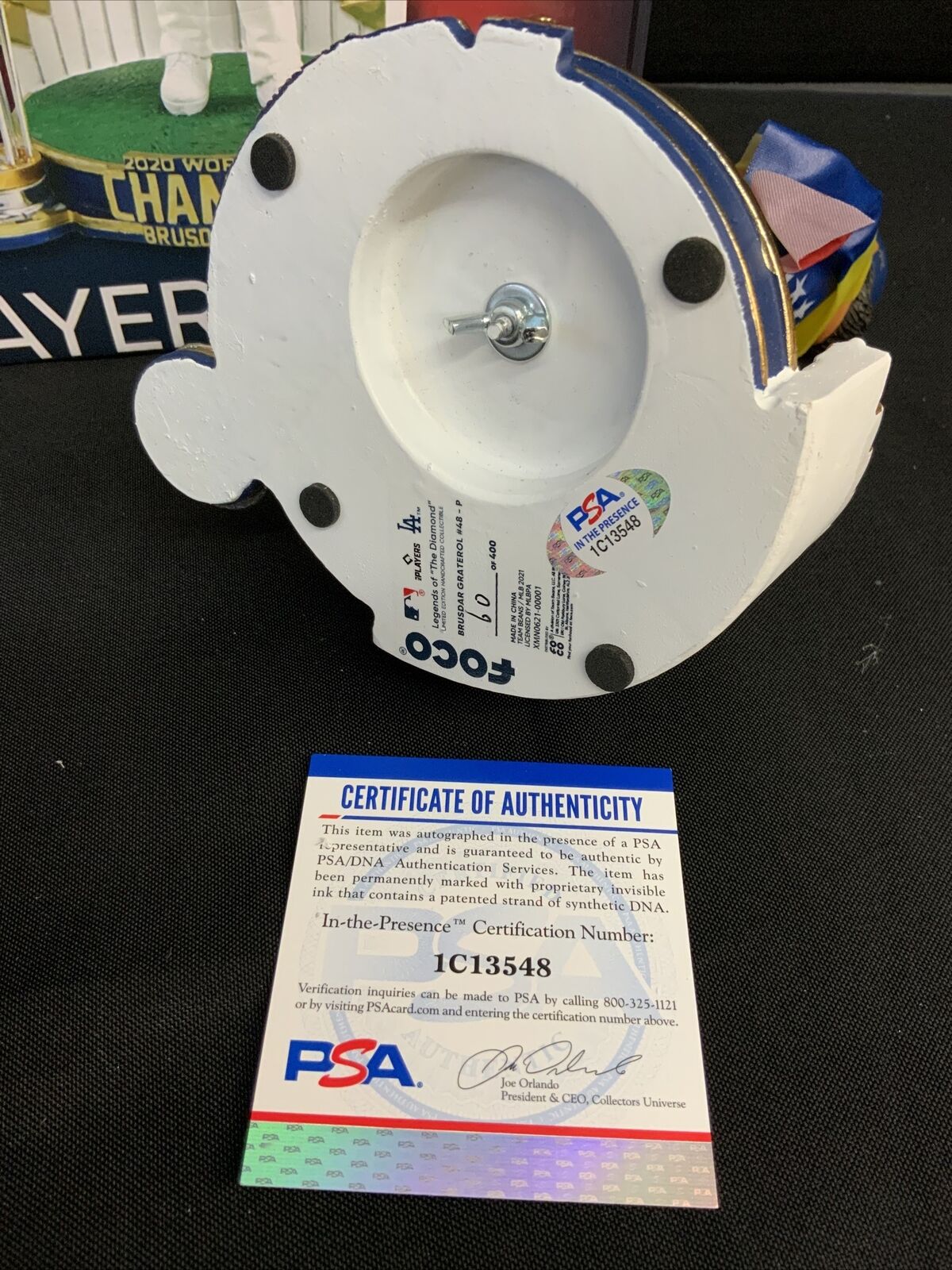 BRUSDAR GRATEROL DODGERS SIGNED CHAMPIONSHIP BOBBLEHEAD "BAZOOKA" PSA 1C13548