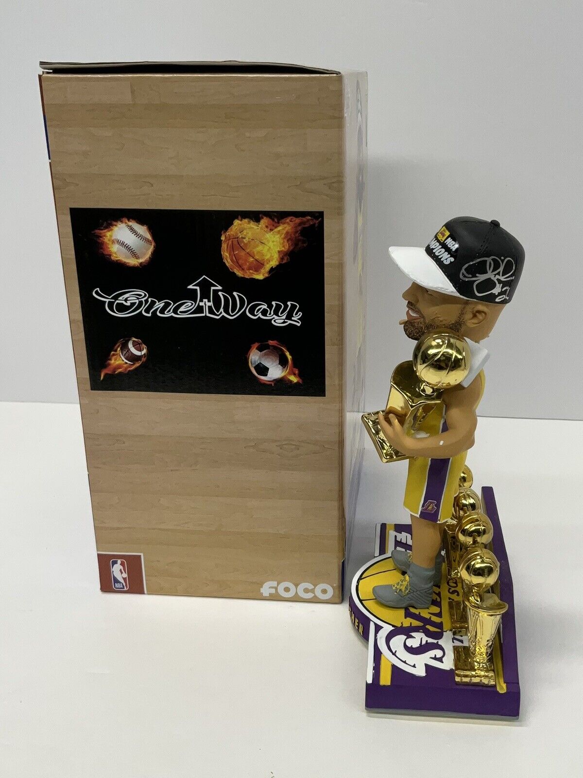 DEREK FISHER SIGNED LAKERS 5X CHAMPION LIMITED #/360 FOCO BOBBLEHEAD BAS W128226