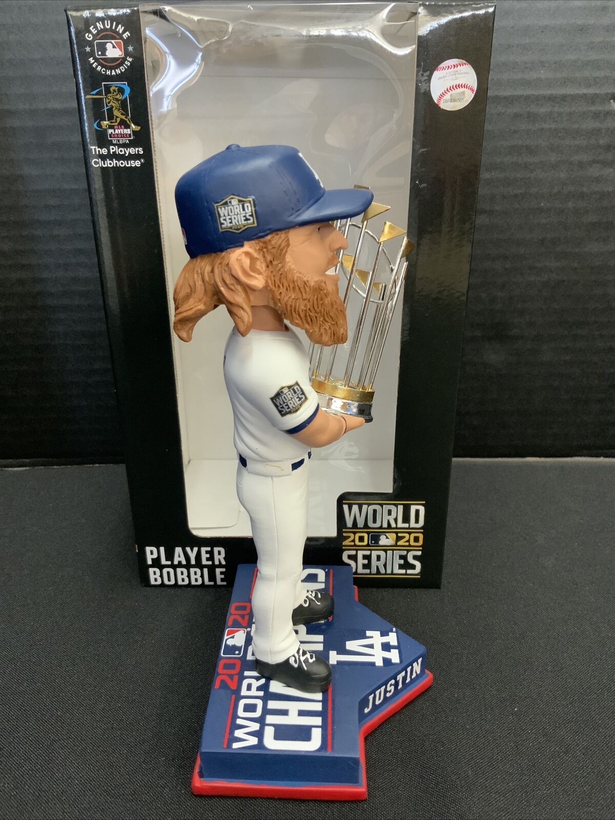 JUSTIN TURNER DODGERS SIGNED FOCO 2020 WS CHAMPIONSHIP BOBBLEHEAD PSA 9A70522