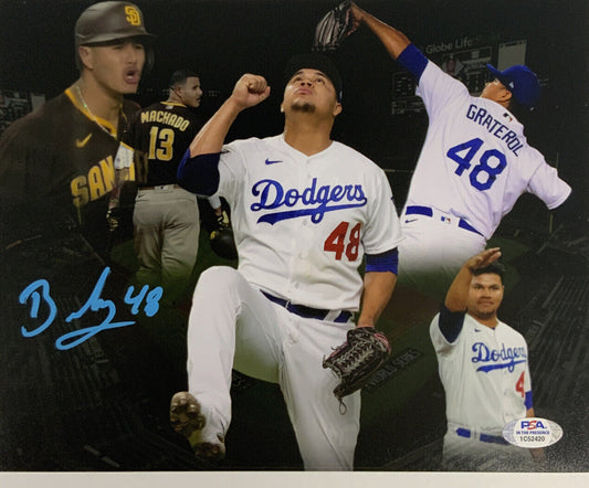 BRUSDAR GRATEROL DODGERS SIGNED 8X10 WITH MANNY MACHADO PHOTO EDIT PSA