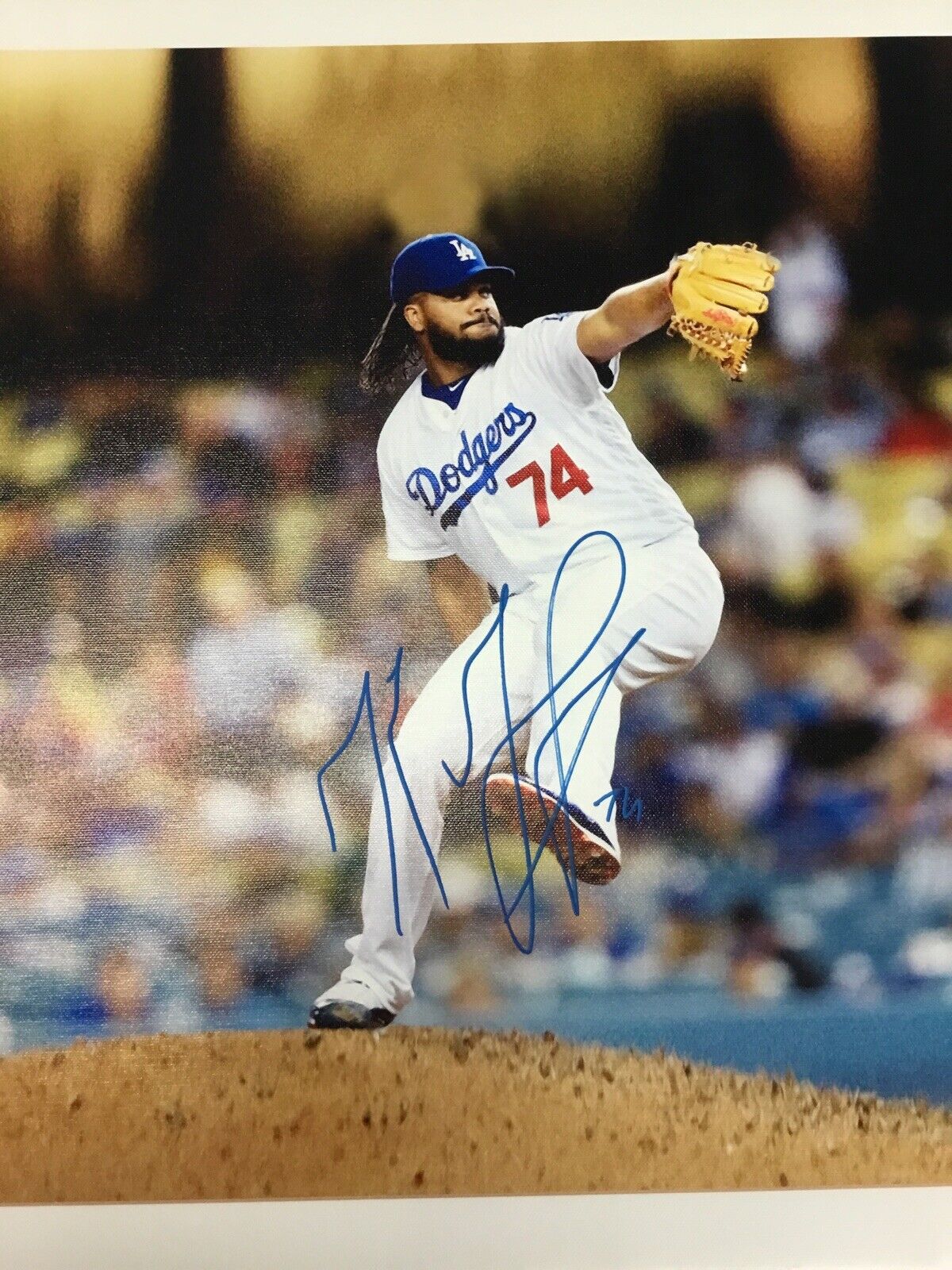 KENLEY JANSEN DODGERS ALL TIME SAVES LEADER SIGNED 18X22 CANVAS PRINT PSA 6993