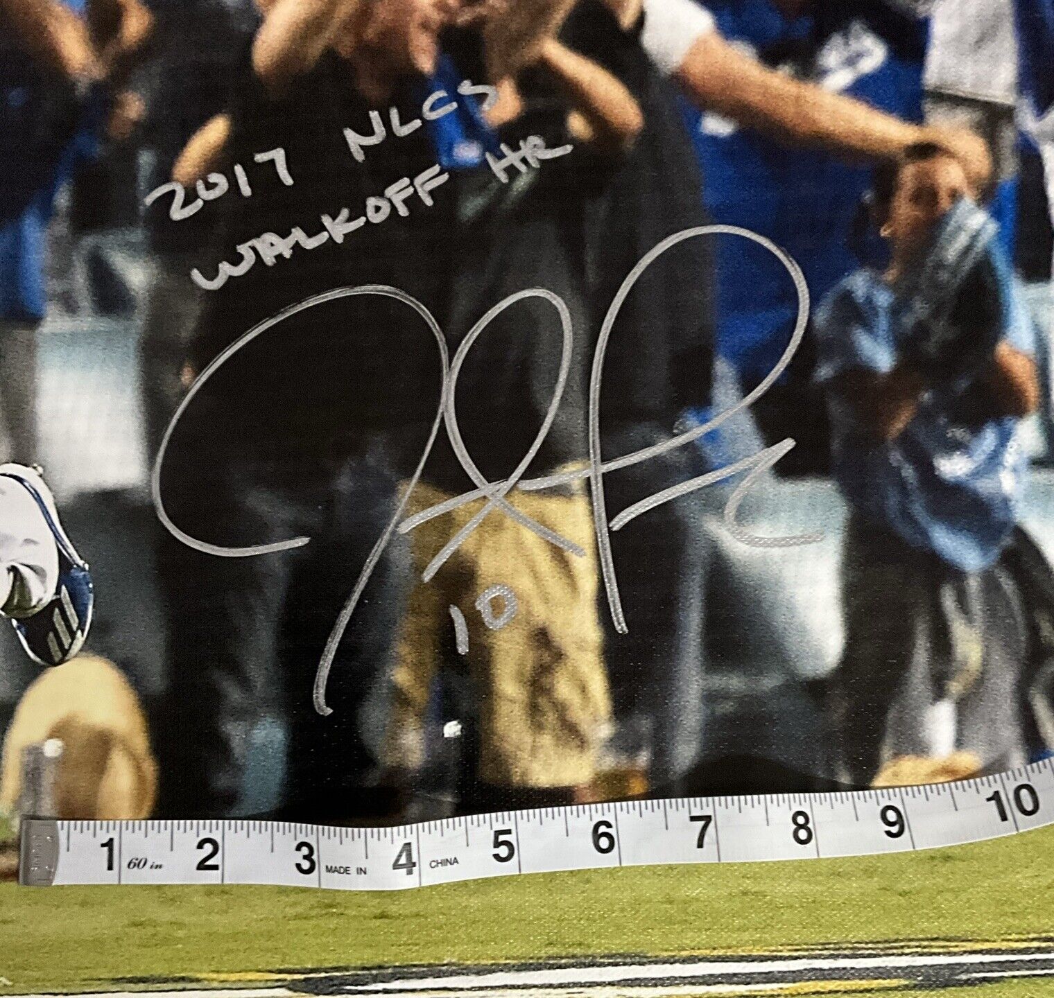 JUSTIN TURNER DODGERS SIGNED 22X33 CANVAS "2017 NLCS WALKOFF HR" INS PSA 9A99848