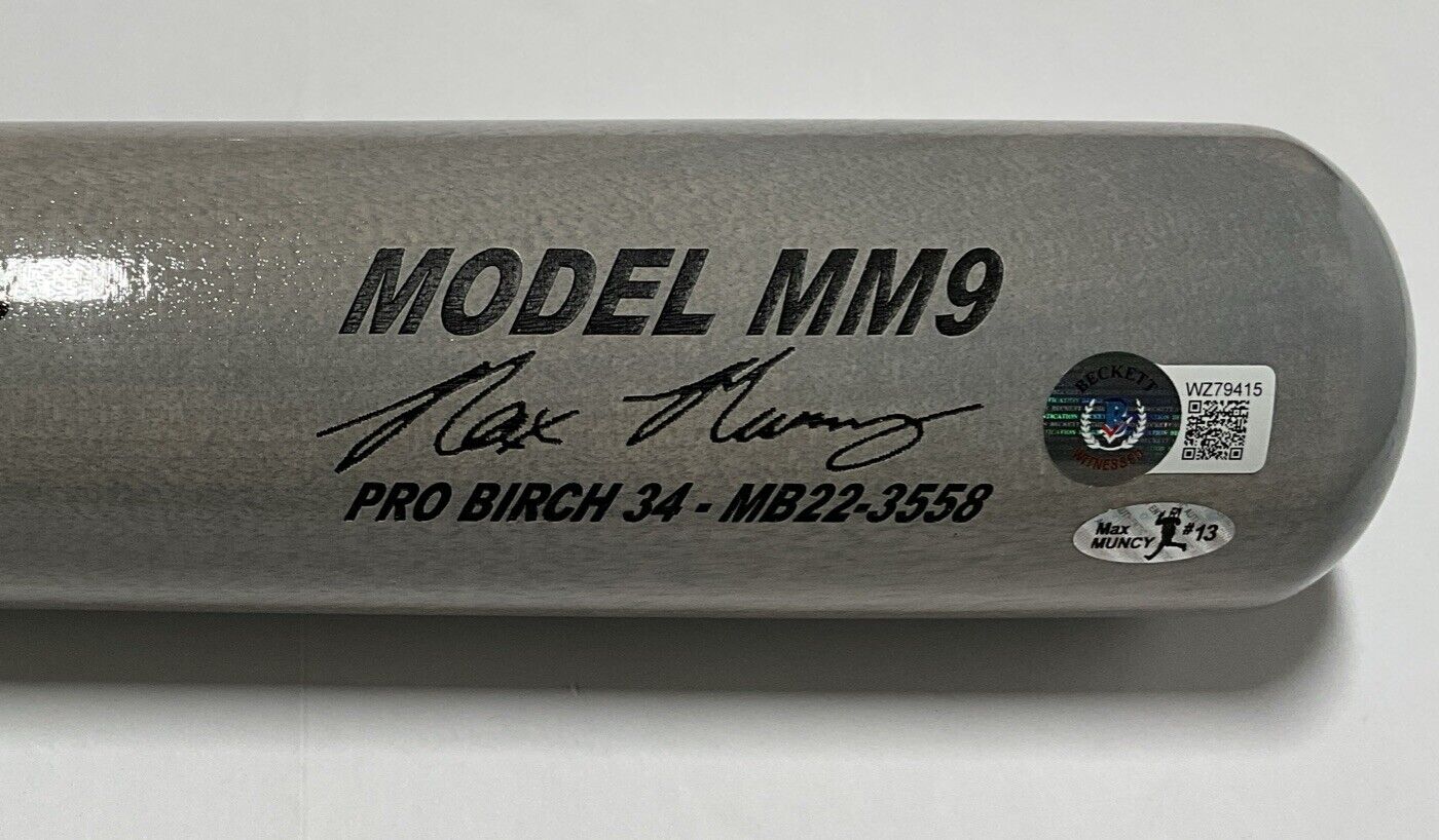 MAX MUNCY DODGERS SIGNED MAXBAT GAME MODEL BAT "GIANT KILLER" INSC BAS WZ79415