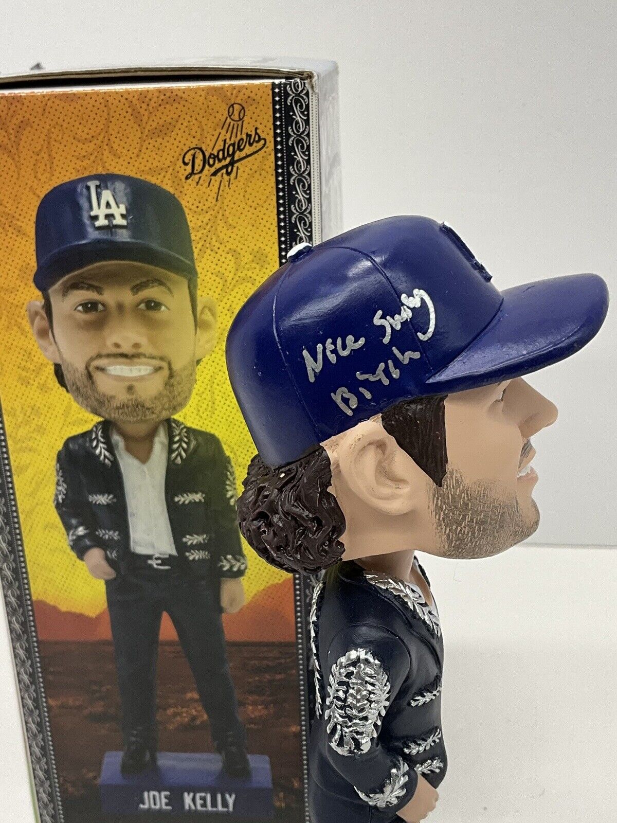 JOE KELLY SIGNED DODGERS MARIACHI JOE BOBBLEHEAD " NICE SWING BITCH" PSA AO36420
