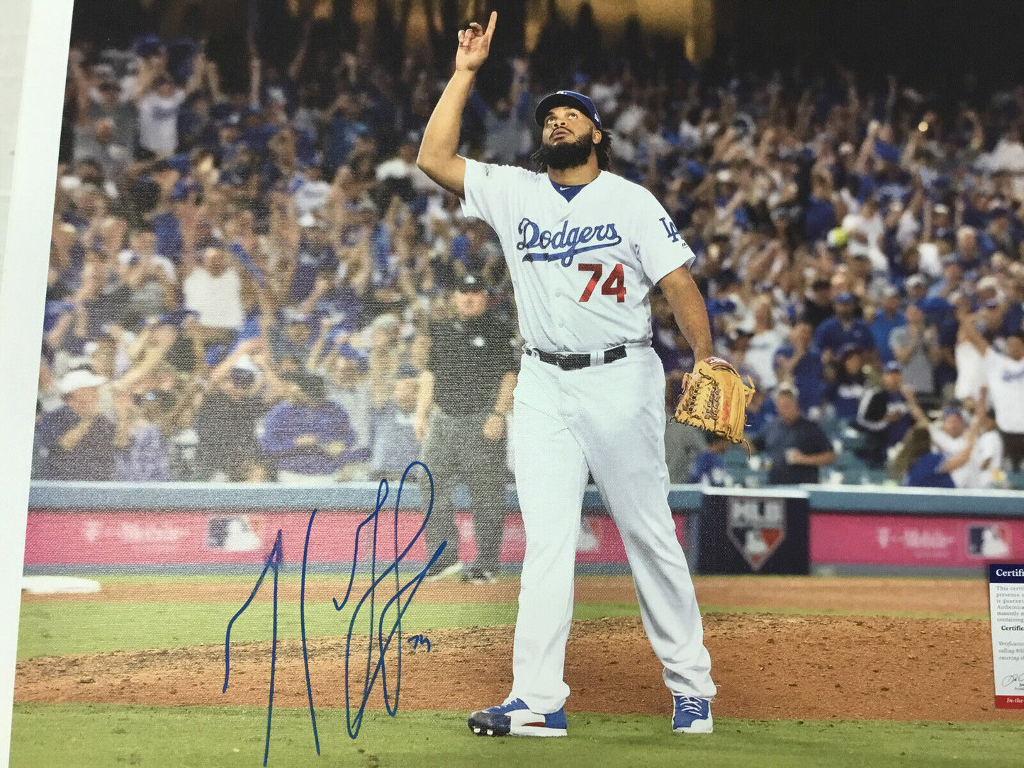 KENLEY JANSEN DODGERS ALL TIME SAVES LEADER SIGNED 18X22 CANVAS PRINT PSA 6996