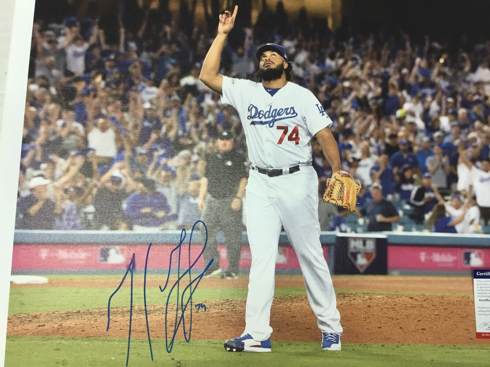 KENLEY JANSEN DODGERS ALL TIME SAVES LEADER SIGNED 18X22 CANVAS PRINT PSA 6996