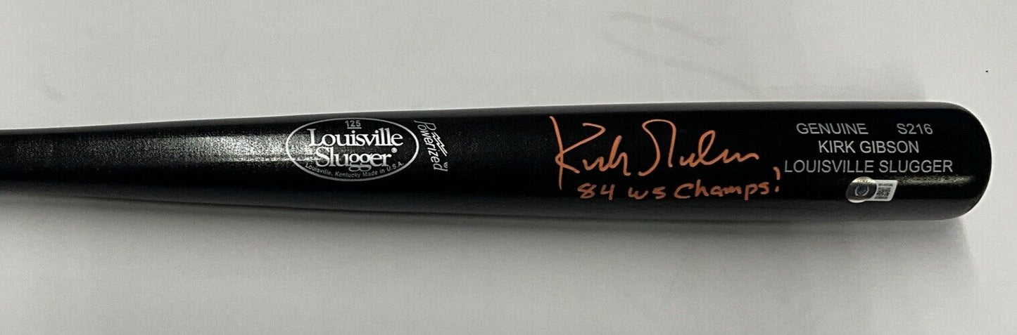 KIRK GIBSON TIGERS SIGNED LOUISVILLE SLUGGER MODEL BAT 84 WS CHAMPS" BAS W140596