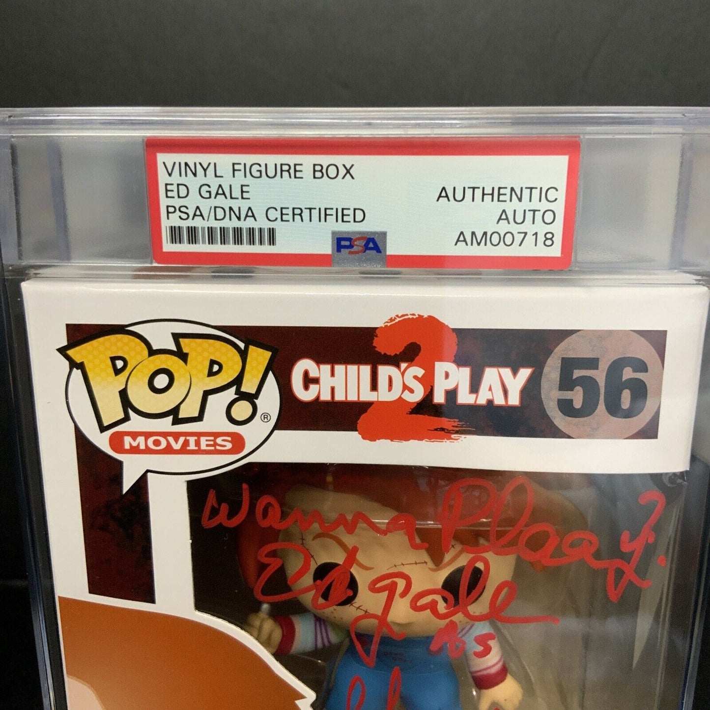 ED GALE SIGNED CHILDS PLAY 2 CHUCKY FUNKO POP 56 PSA SLABBED AM00718 WANNA PLAY?