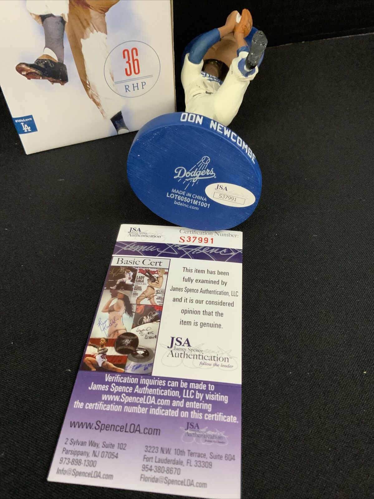 DODGERS LEGEND DON NEWCOMBE SIGNED DODGERS 2016 SGA BOBBLEHEAD JSA 37991