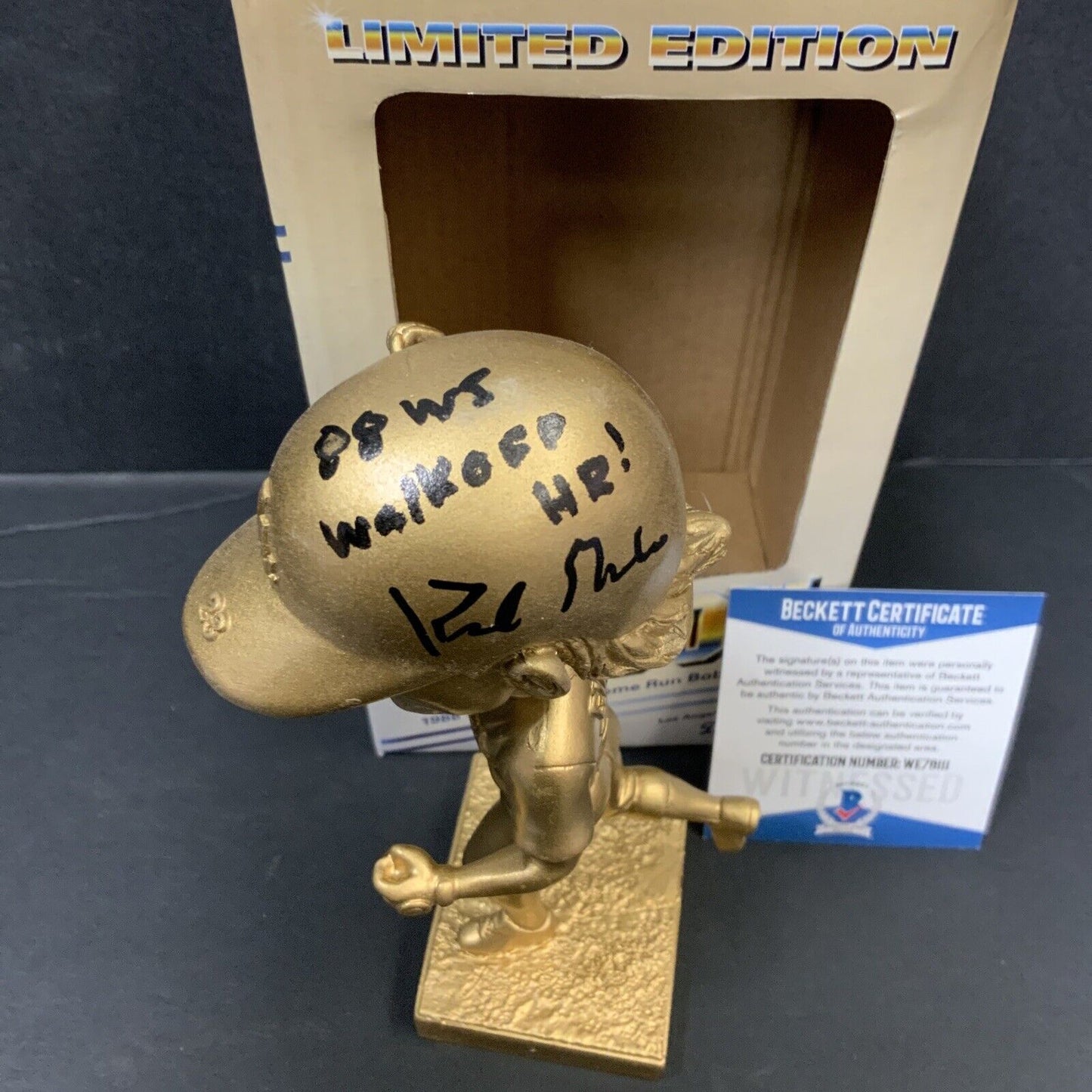 DODGERS KIRK GIBSON SIGNED LE GOLD BOBBLEHEAD "88 WS WALKOFF HR" INS BAS WE78111