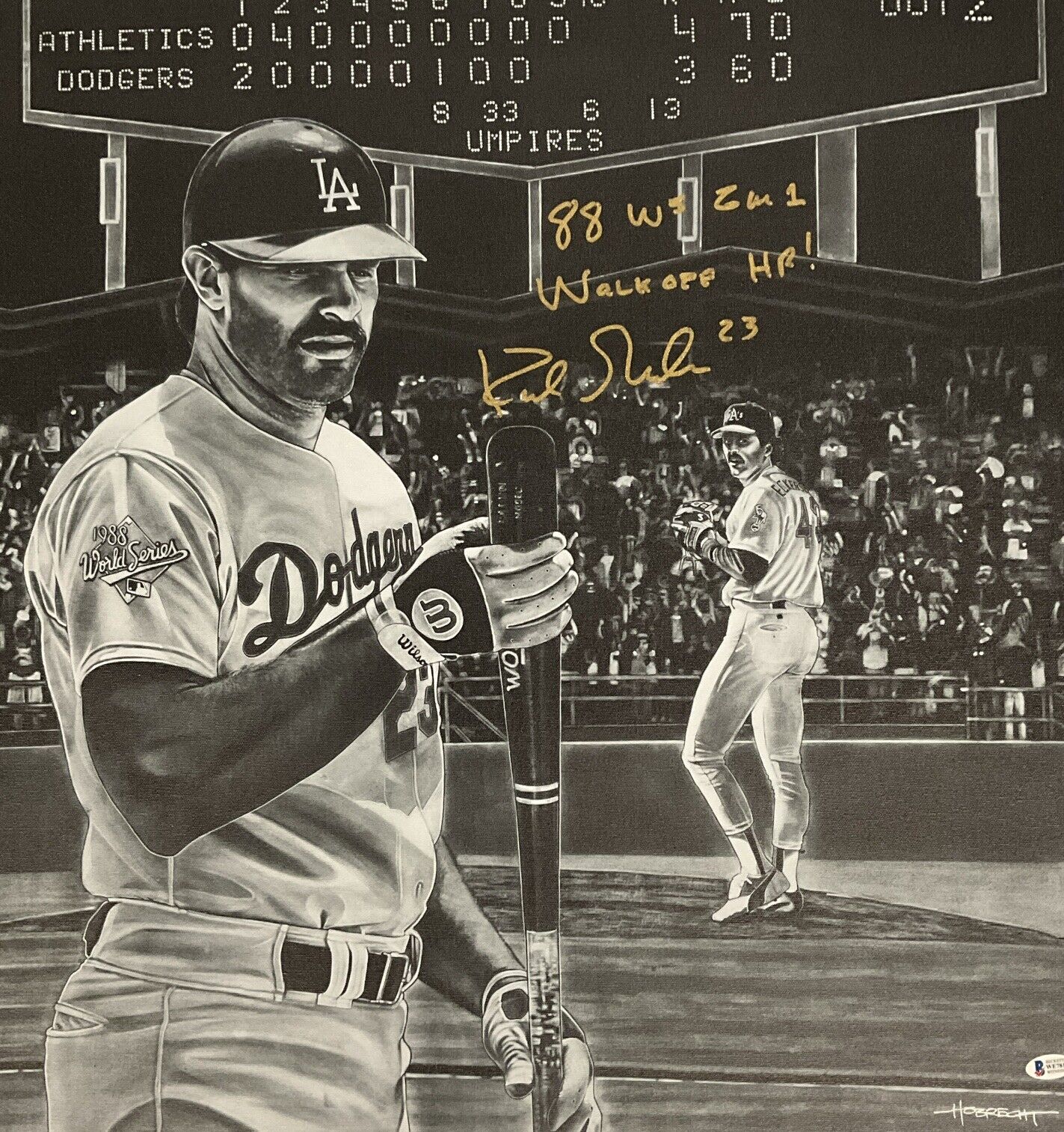 KIRK GIBSON SIGNED 22X24 LIMITED ART PRINT CANVAS "88 WS WALKOFF HR" BAS WE78165