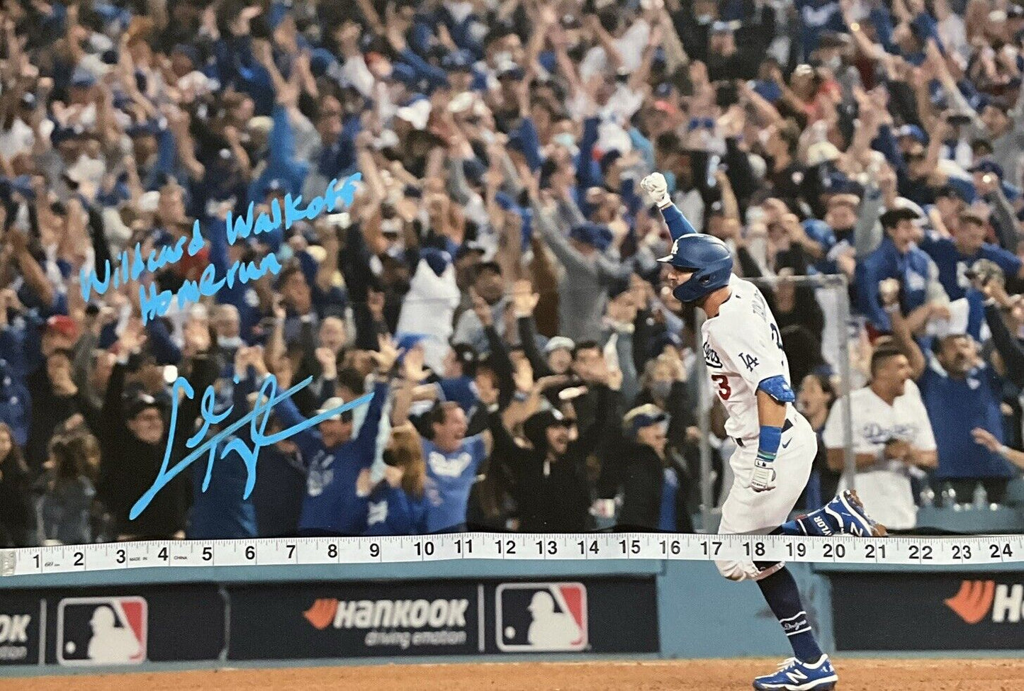 CHRIS TAYLOR DODGERS SIGNED 22X26 CANVAS "WILDCARD WALKOFF HOME RUN" PSA 2C53361